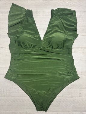 Plus Size Tummy Control Swimsuit Full Coverage Retro Ruffle Swimwear